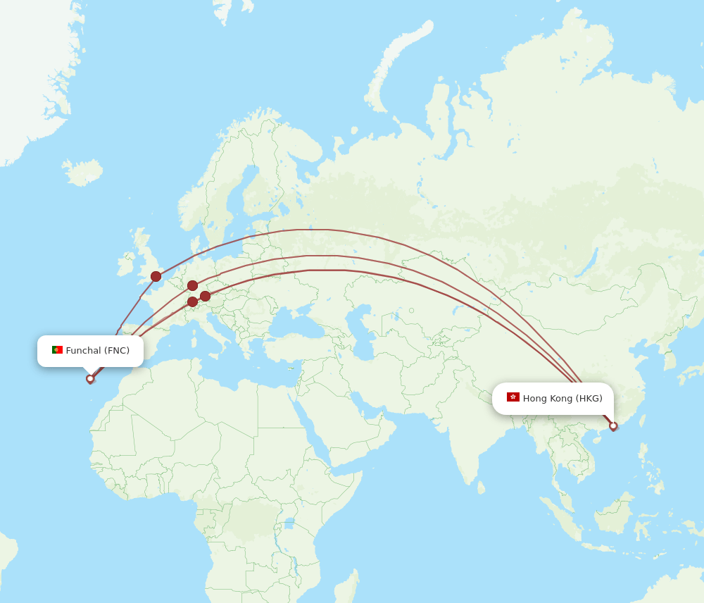 FNC to HKG flights and routes map