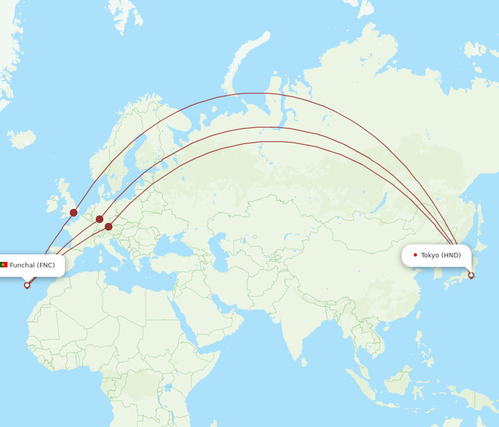 FNC to HND flights and routes map