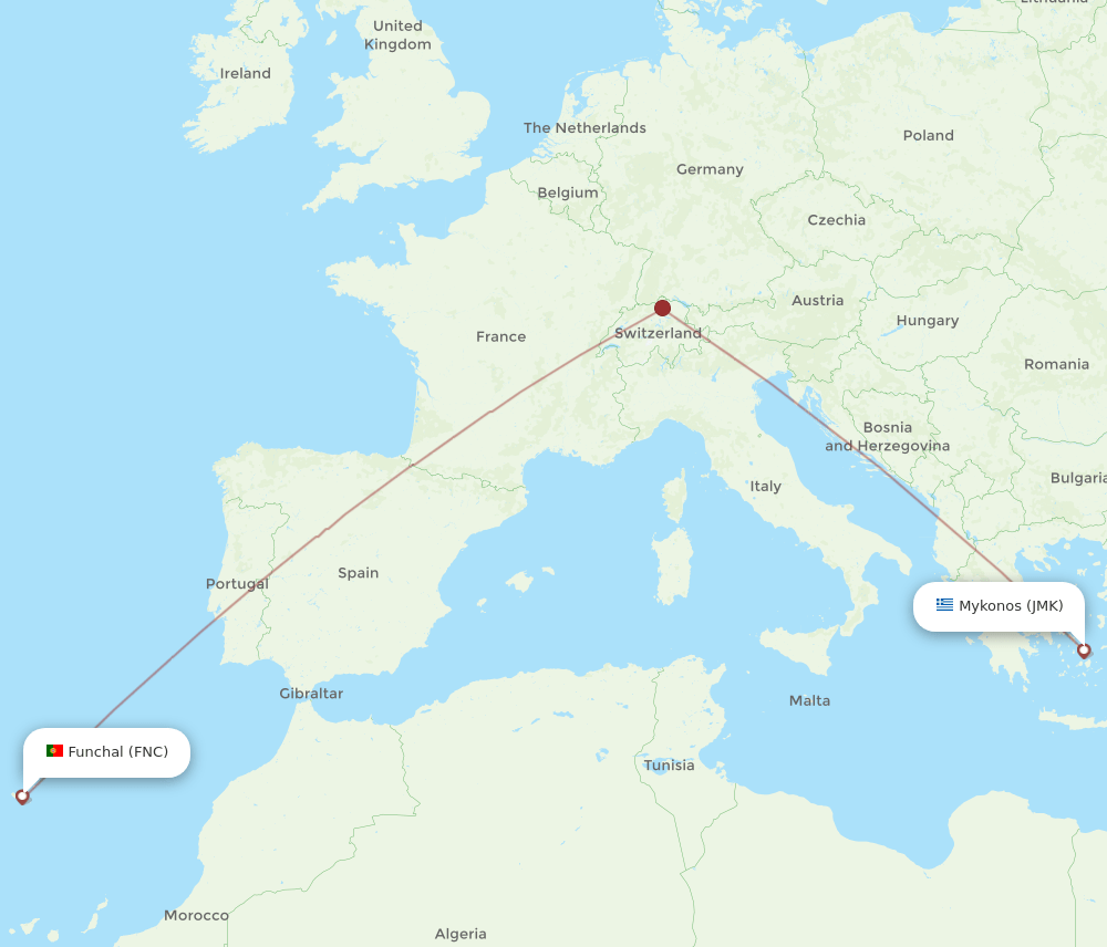 FNC-JMK flight routes