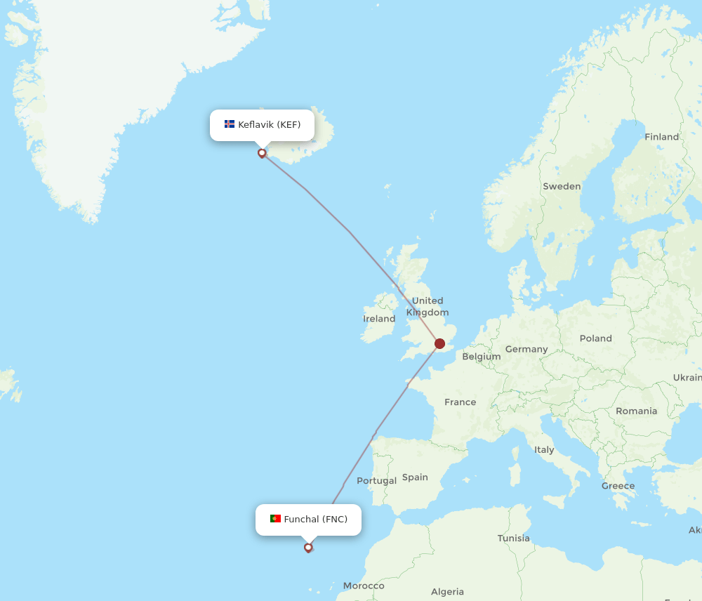FNC-KEF flight routes
