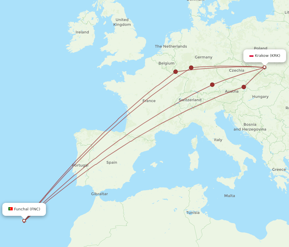 FNC-KRK flight routes