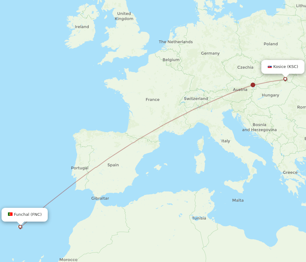 FNC-KSC flight routes