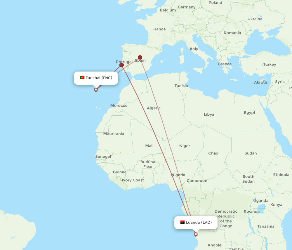 FNC-LAD flight routes