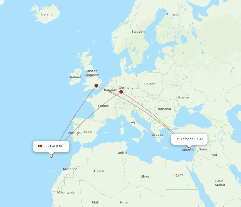 FNC-LCA flight routes