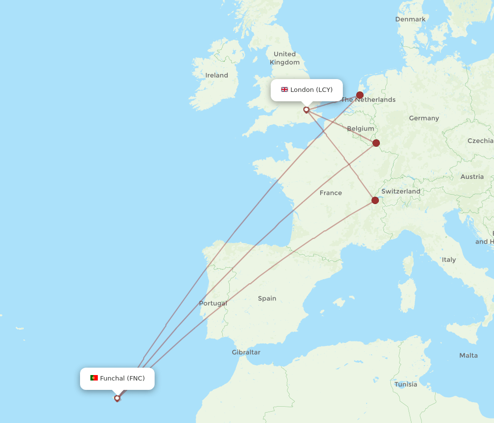 FNC-LCY flight routes