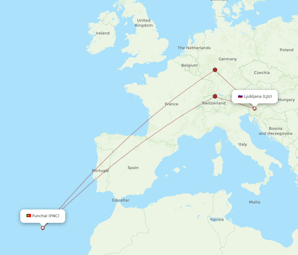 FNC-LJU flight routes