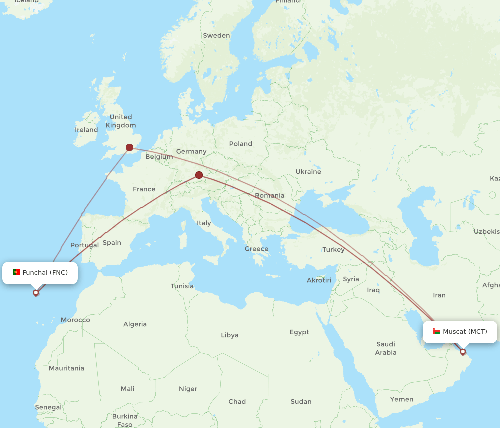 FNC-MCT flight routes