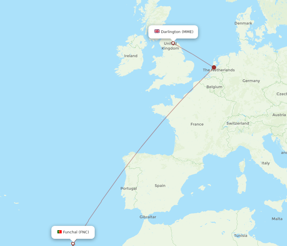 FNC-MME flight routes