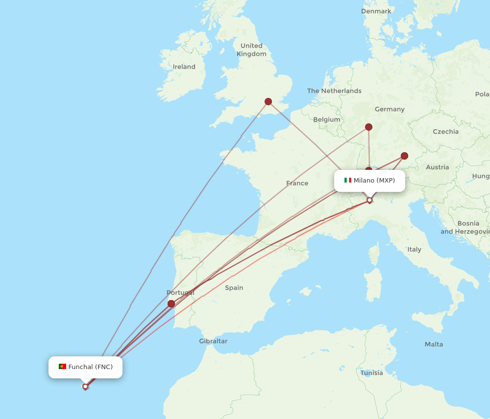 FNC-MXP flight routes