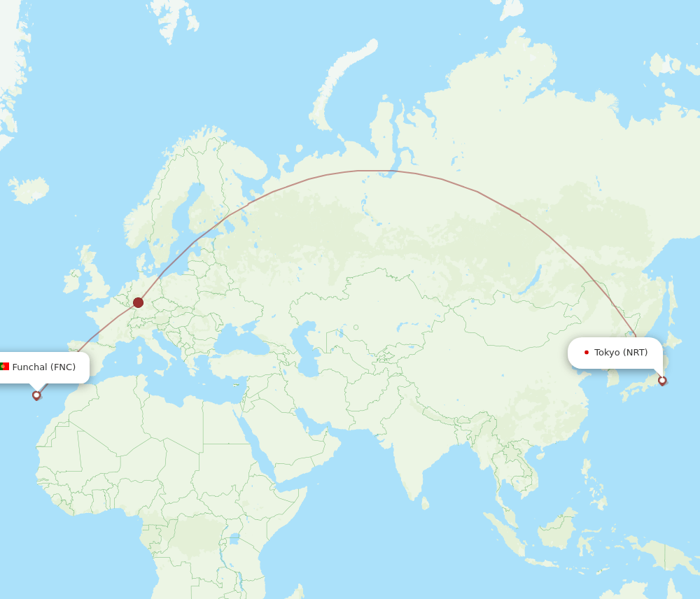 FNC-NRT flight routes