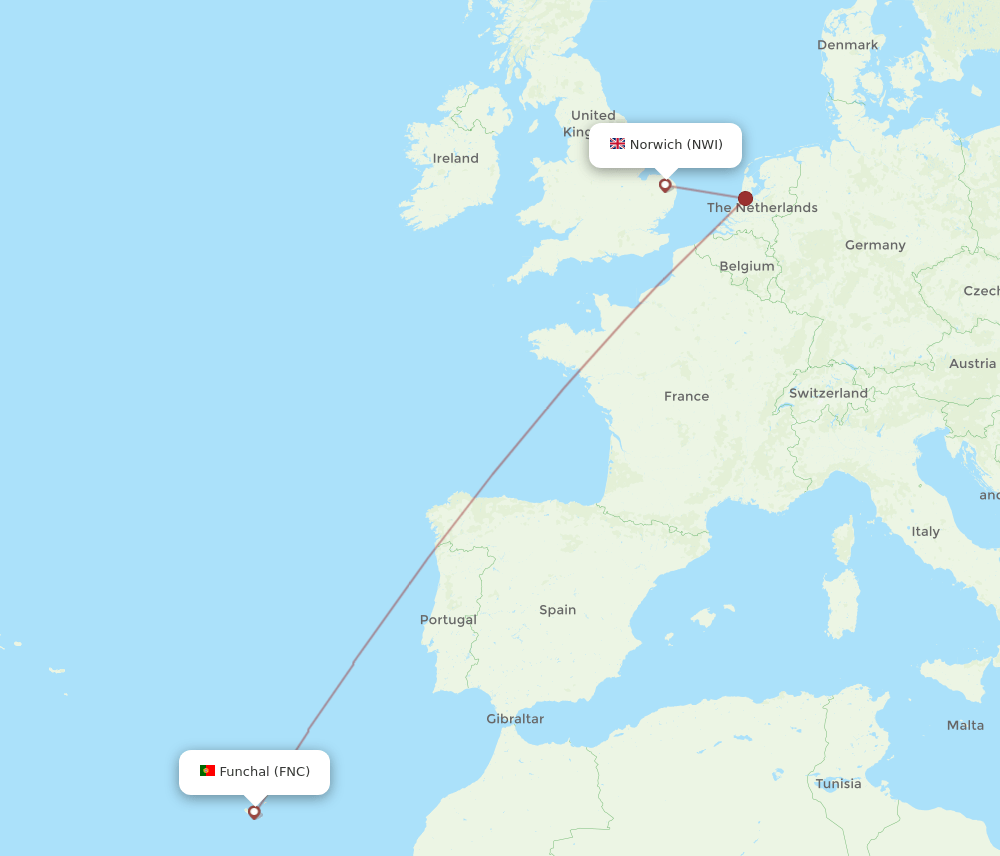 FNC-NWI flight routes