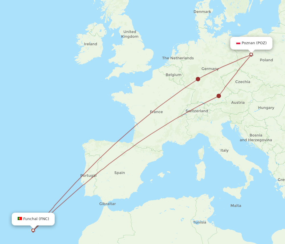 FNC-POZ flight routes