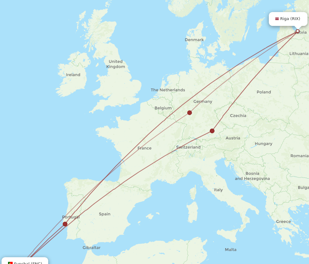 FNC-RIX flight routes