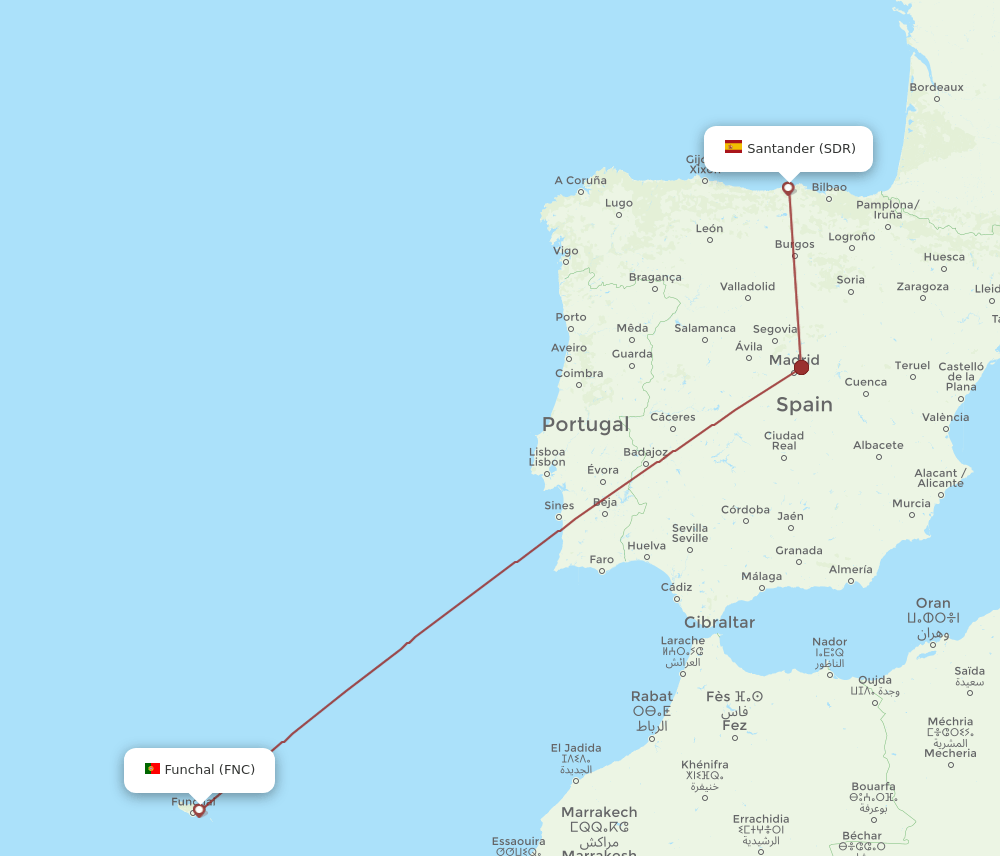 FNC to SDR flights and routes map