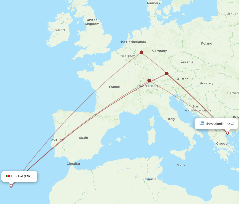 FNC-SKG flight routes