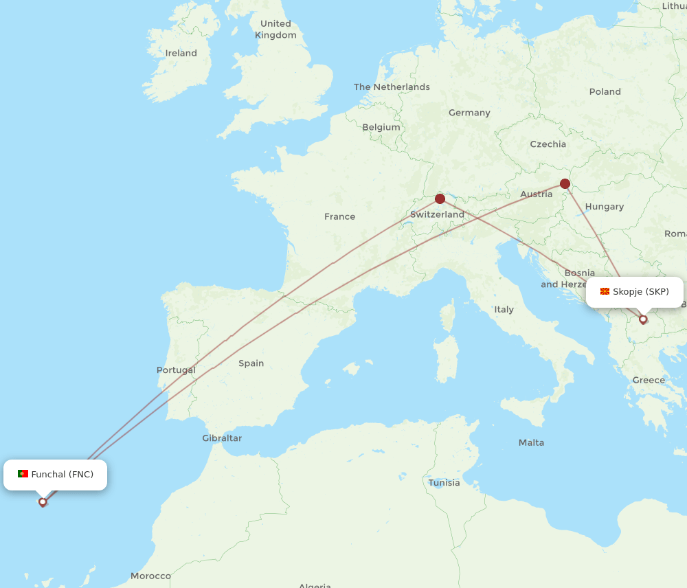 FNC-SKP flight routes