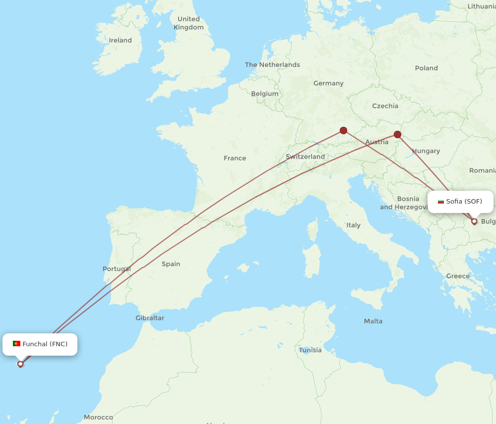 FNC-SOF flight routes