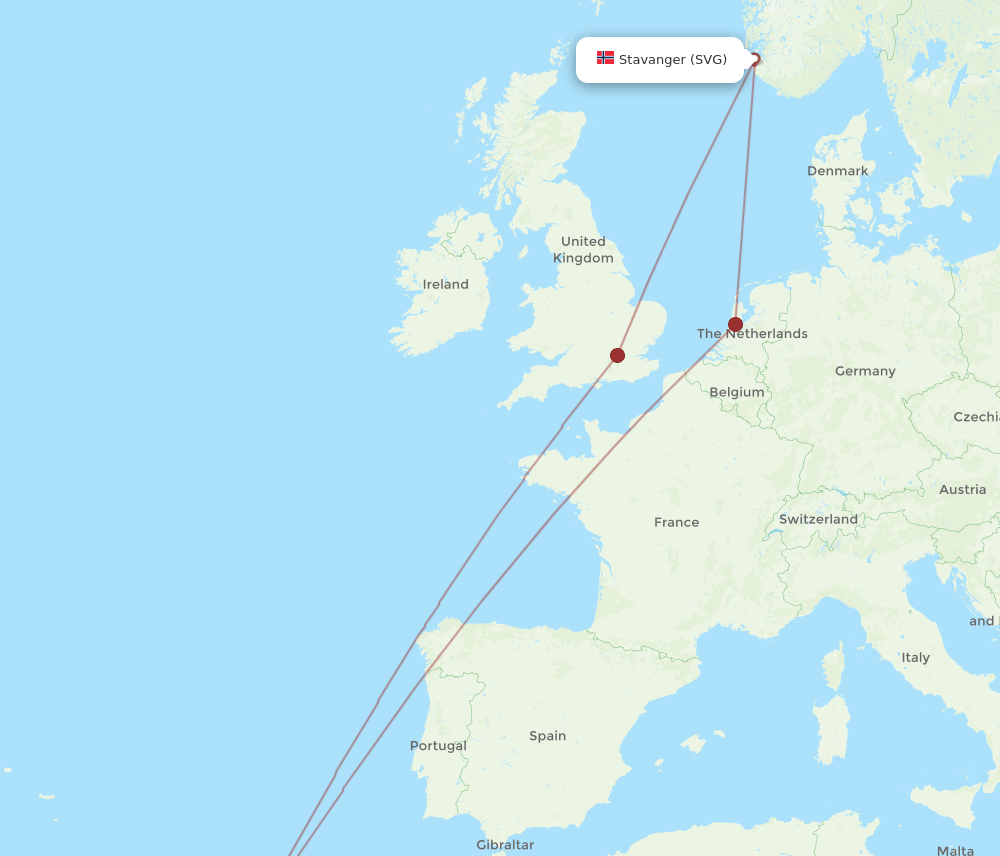 FNC to SVG flights and routes map