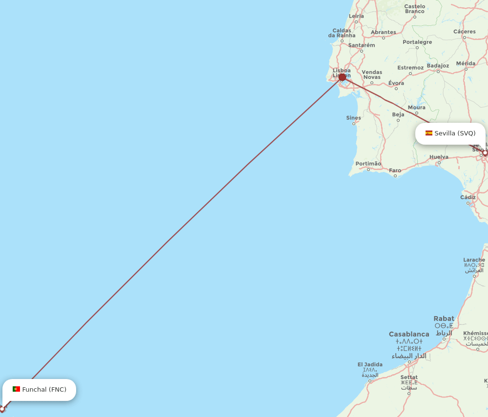 FNC to SVQ flights and routes map