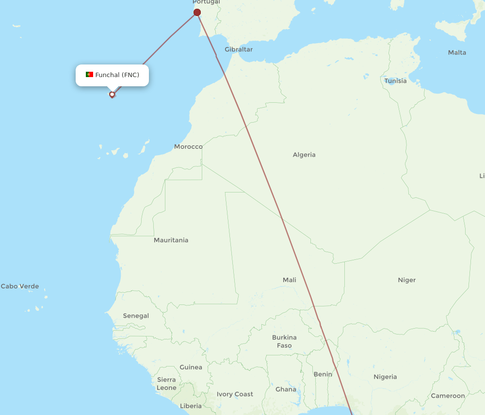 FNC to TMS flights and routes map