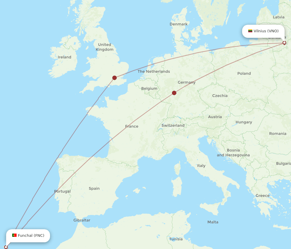 FNC-VNO flight routes