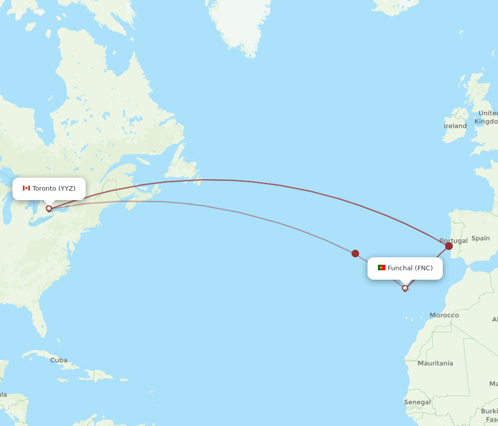 FNC-YYZ flight routes