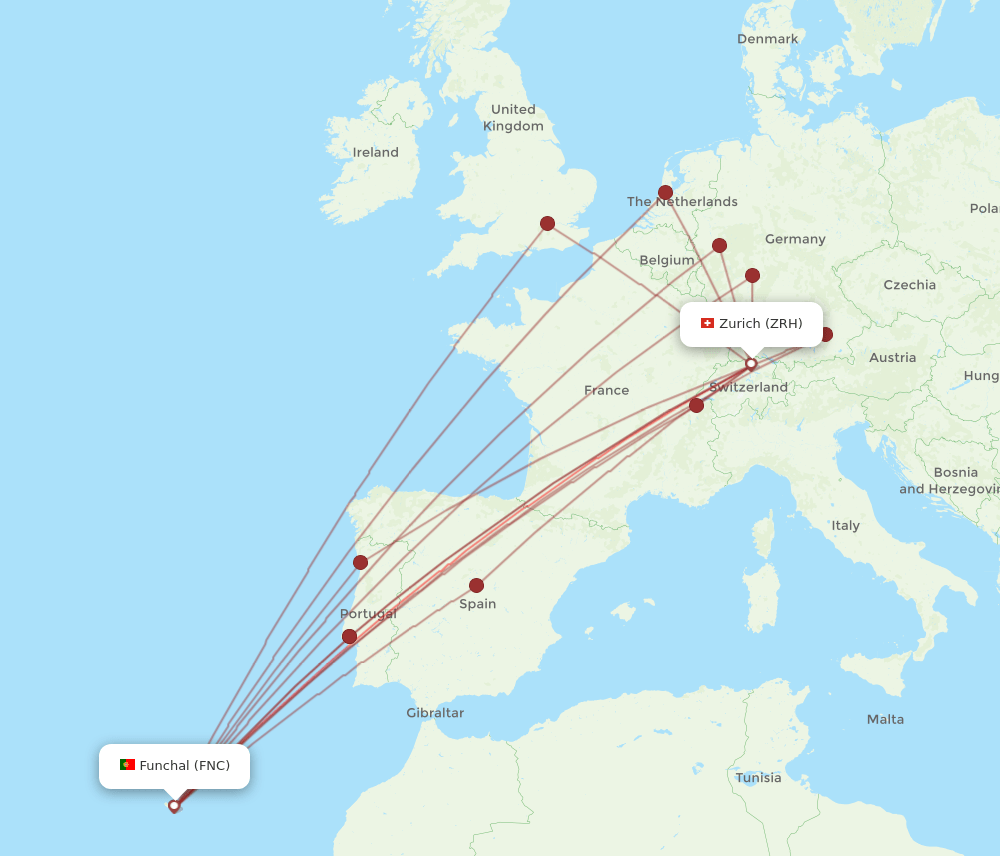 FNC-ZRH flight routes