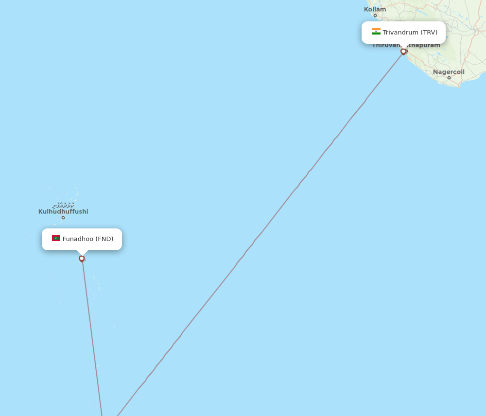 FND-TRV flight routes