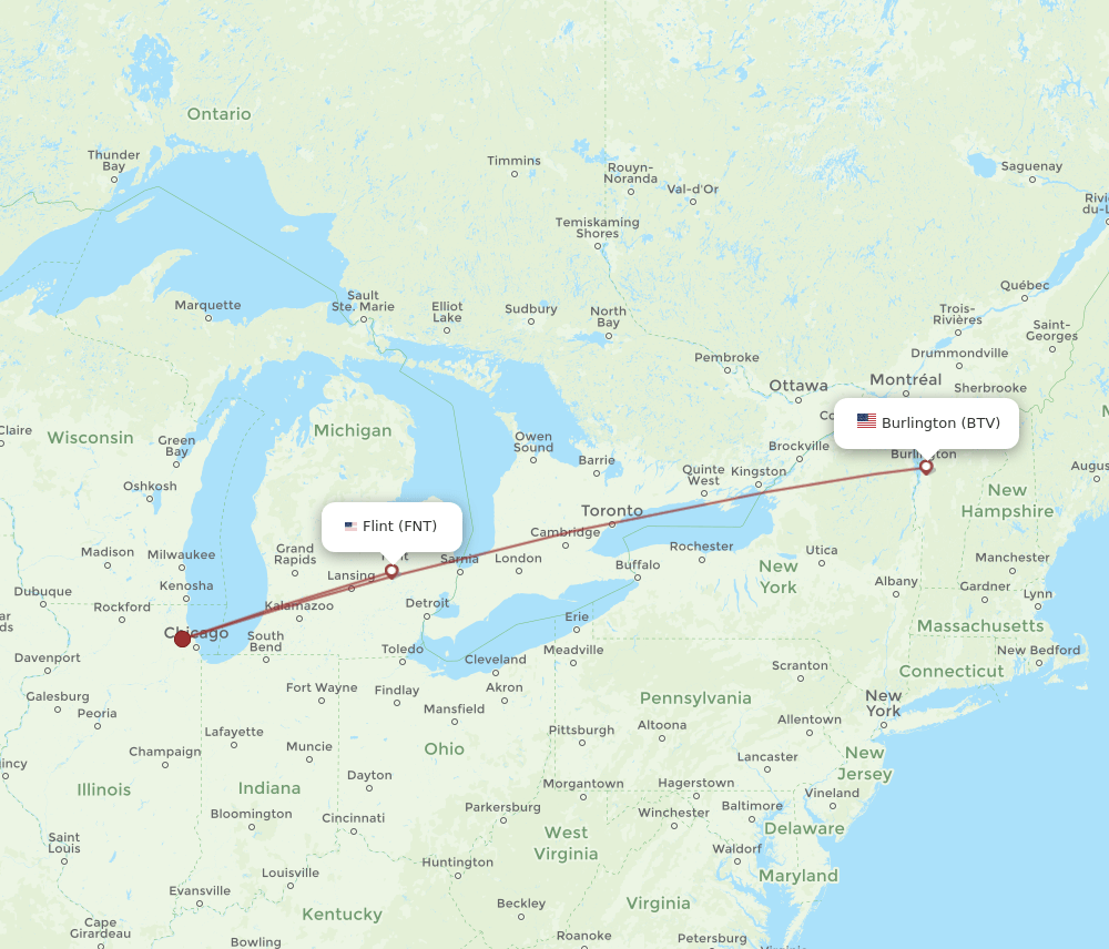 FNT-BTV flight routes