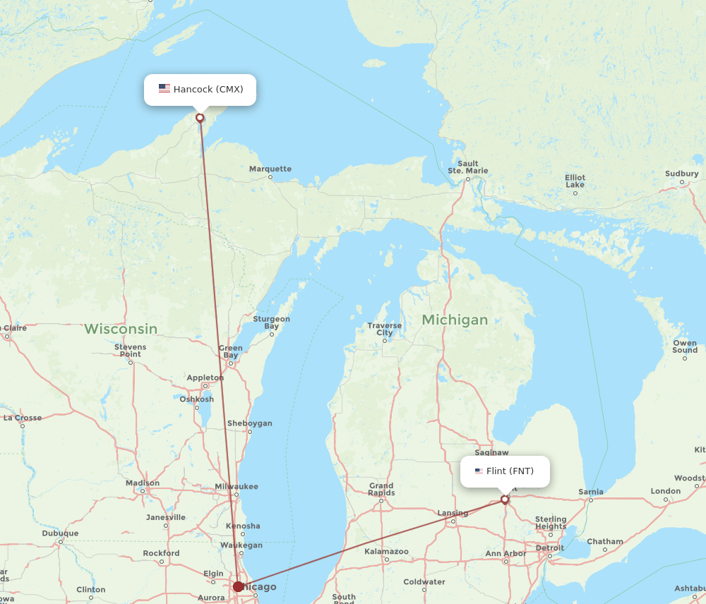 FNT-CMX flight routes