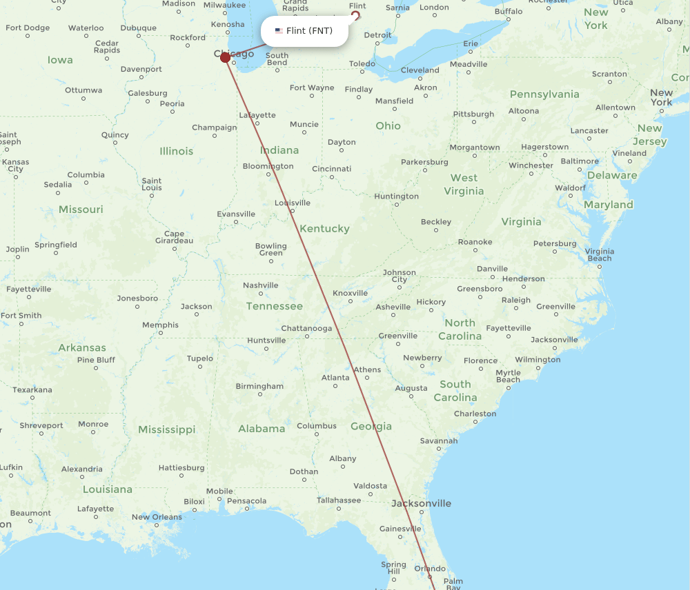 FNT-MIA flight routes