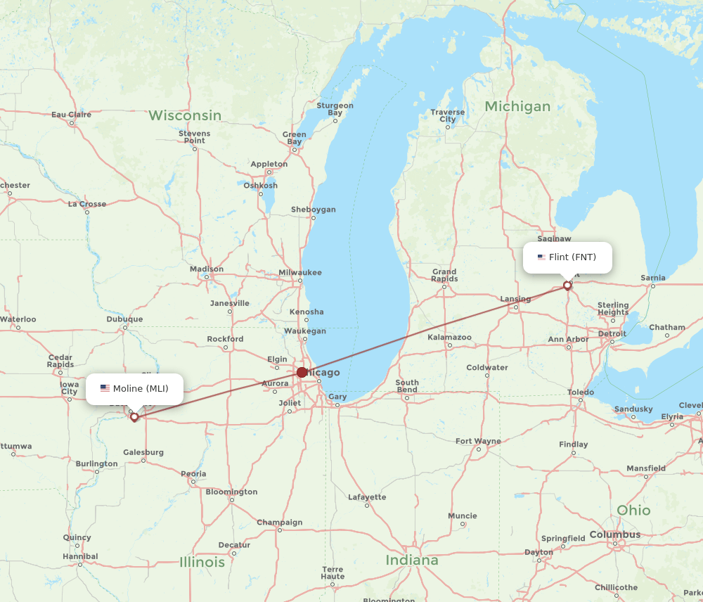 FNT-MLI flight routes