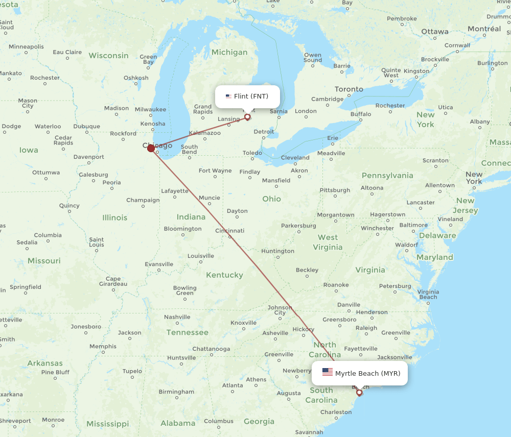 FNT-MYR flight routes