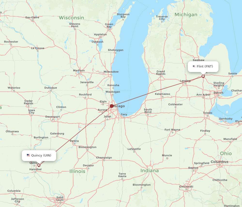 FNT to UIN flights and routes map