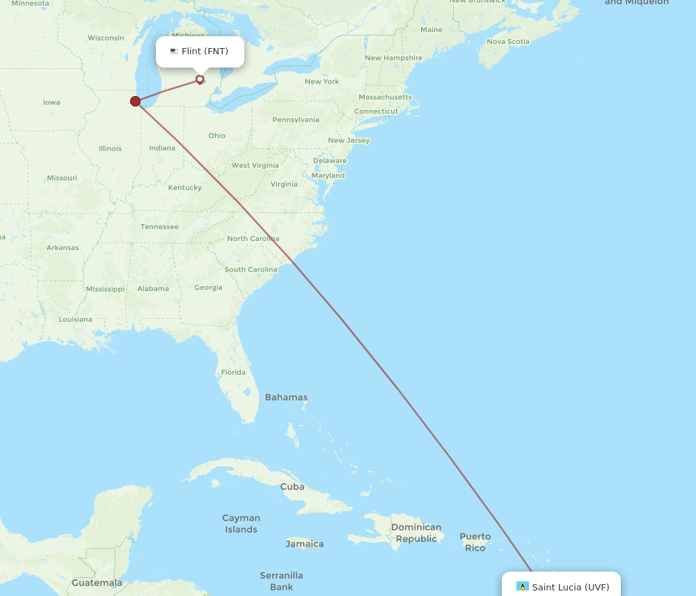 FNT-UVF flight routes