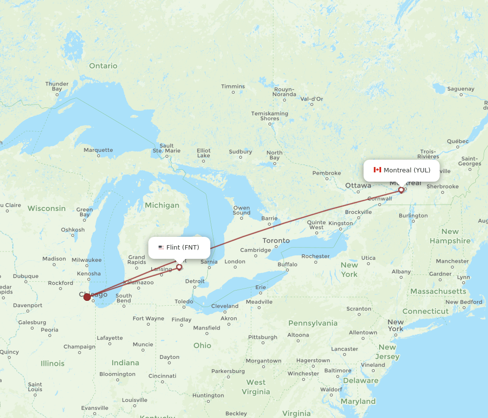 FNT-YUL flight routes