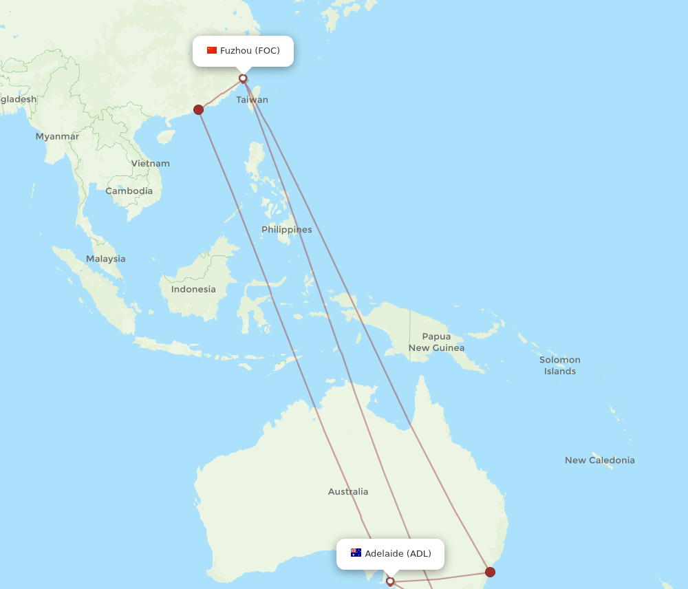 FOC-ADL flight routes