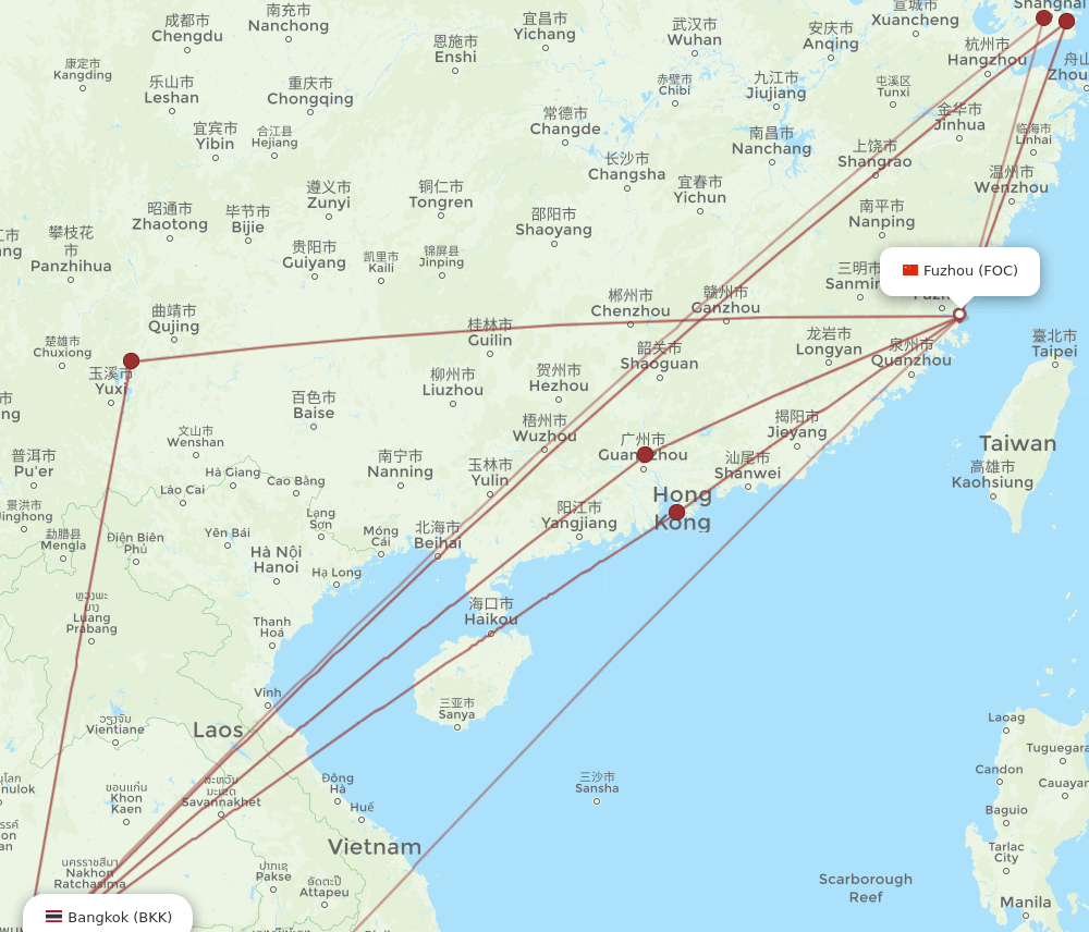 FOC-BKK flight routes