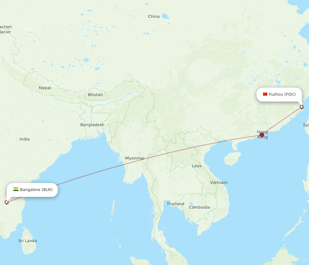 FOC-BLR flight routes