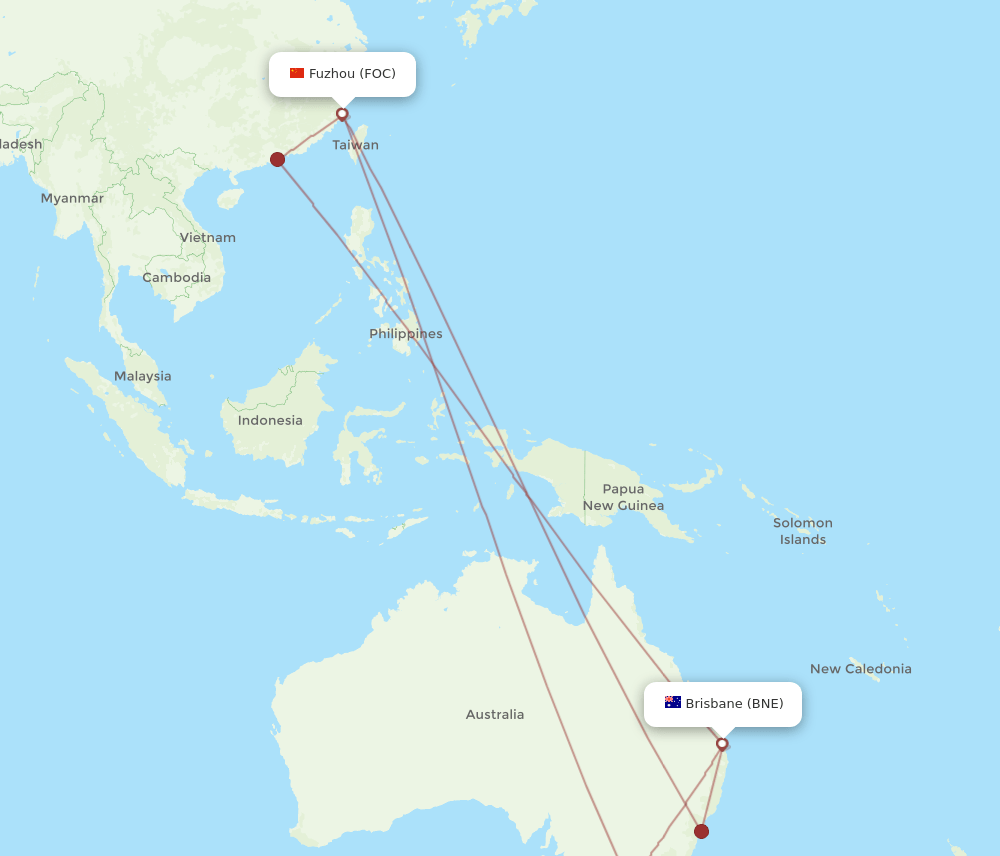 FOC-BNE flight routes