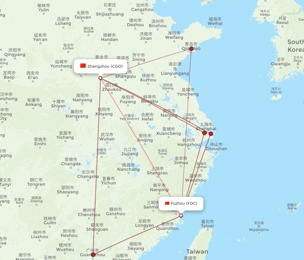FOC to CGO flights and routes map