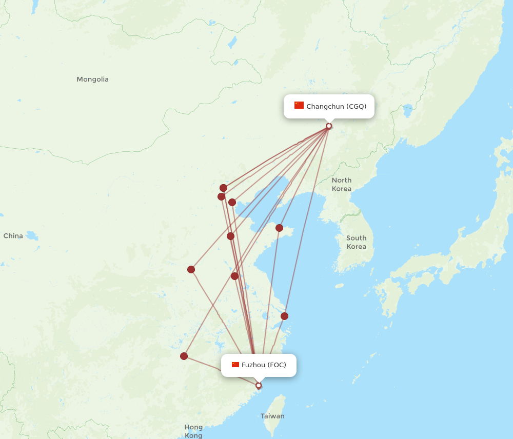 FOC to CGQ flights and routes map