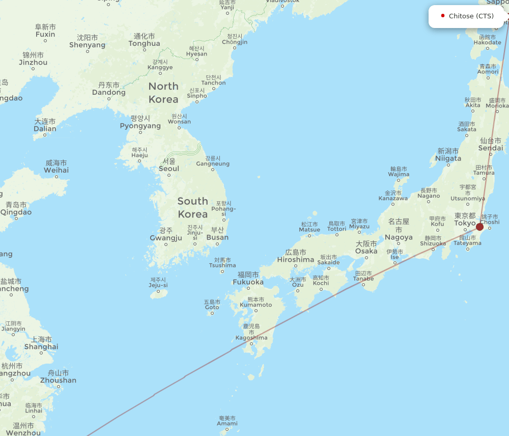 FOC to CTS flights and routes map