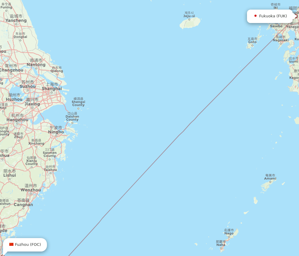 FOC-FUK flight routes