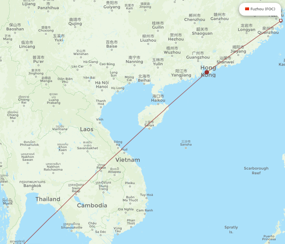 FOC-HKT flight routes