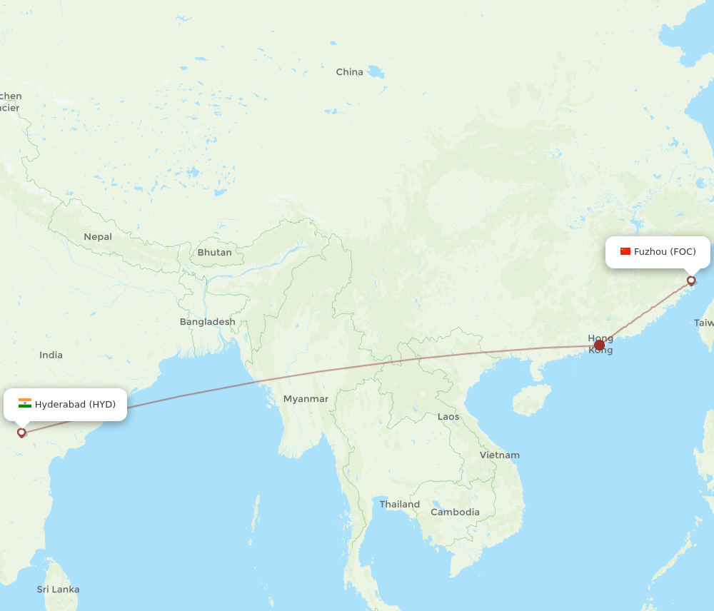 FOC-HYD flight routes