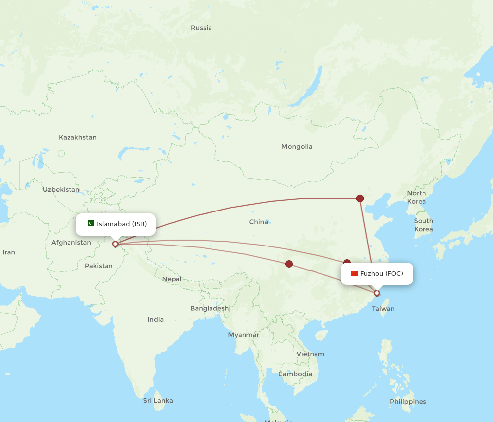 FOC-ISB flight routes