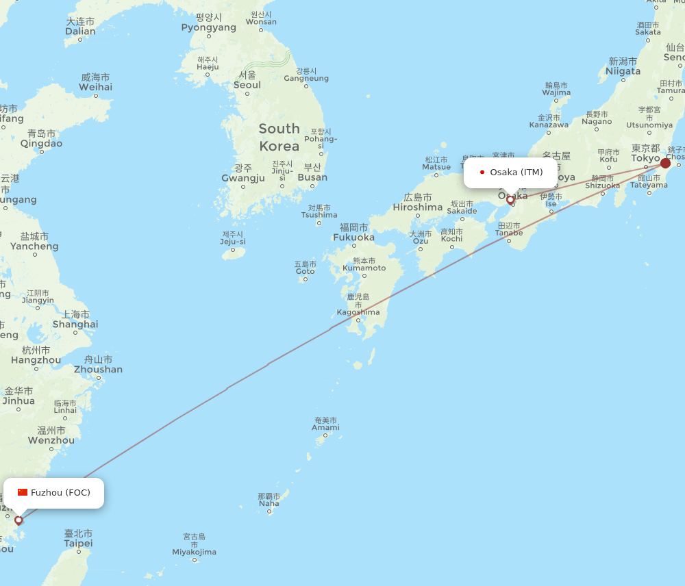 FOC to ITM flights and routes map