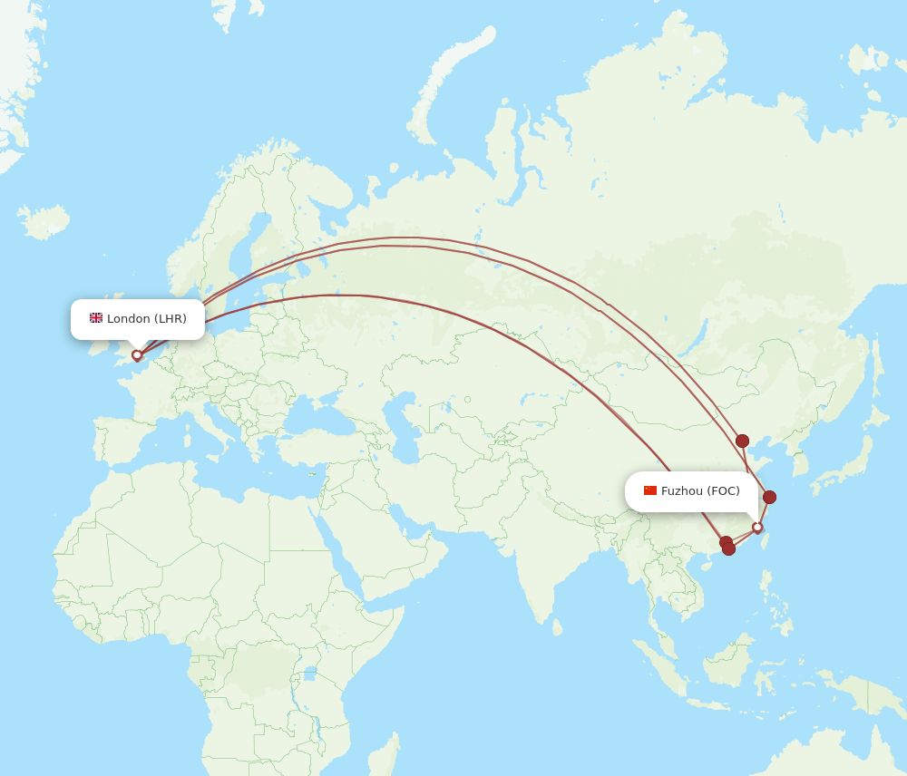 FOC-LHR flight routes