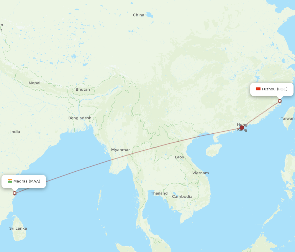 FOC-MAA flight routes